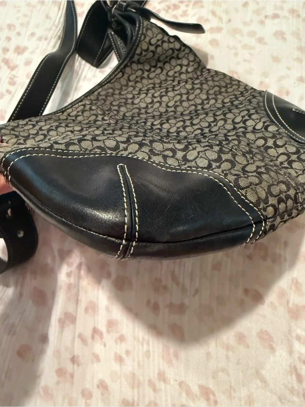 Coach Black and Brown Signature Canvas Shoulder Bag